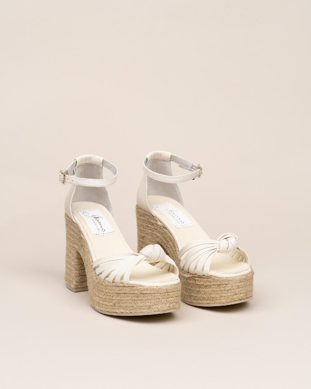 Gaimo espadrilles Melissa MarfilSandalias con tacón de yute en piel con detalle de nudo multitiras Ofertas especiales