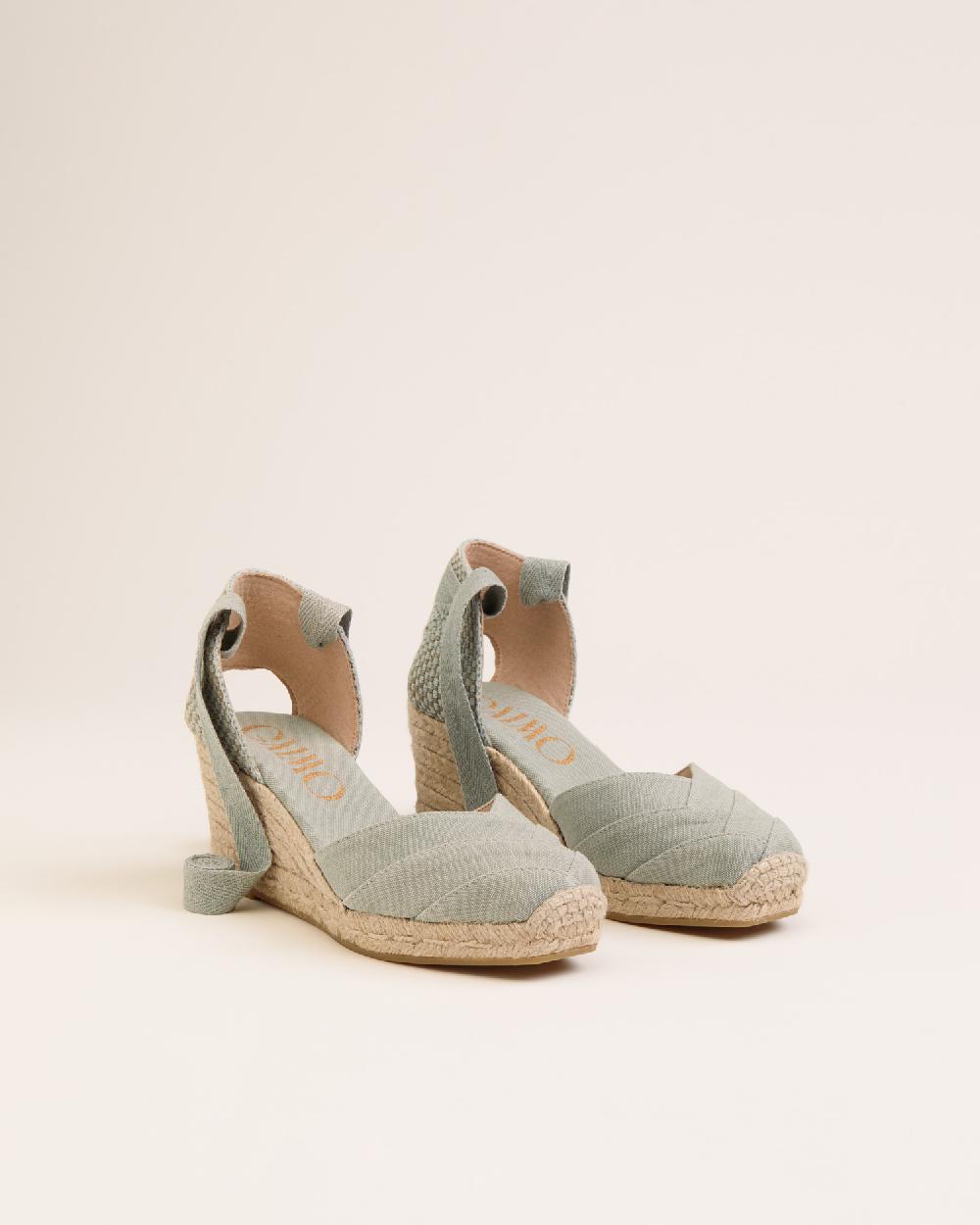 Gaimo espadrilles Tobi SalviaAlpargatas de cuña en algodón con cintas con punta cuadrada En línea
