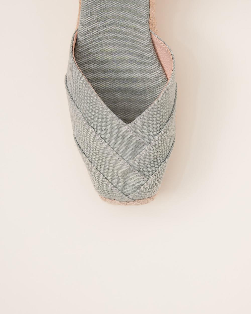 Gaimo espadrilles Tobi SalviaAlpargatas de cuña en algodón con cintas con punta cuadrada En línea