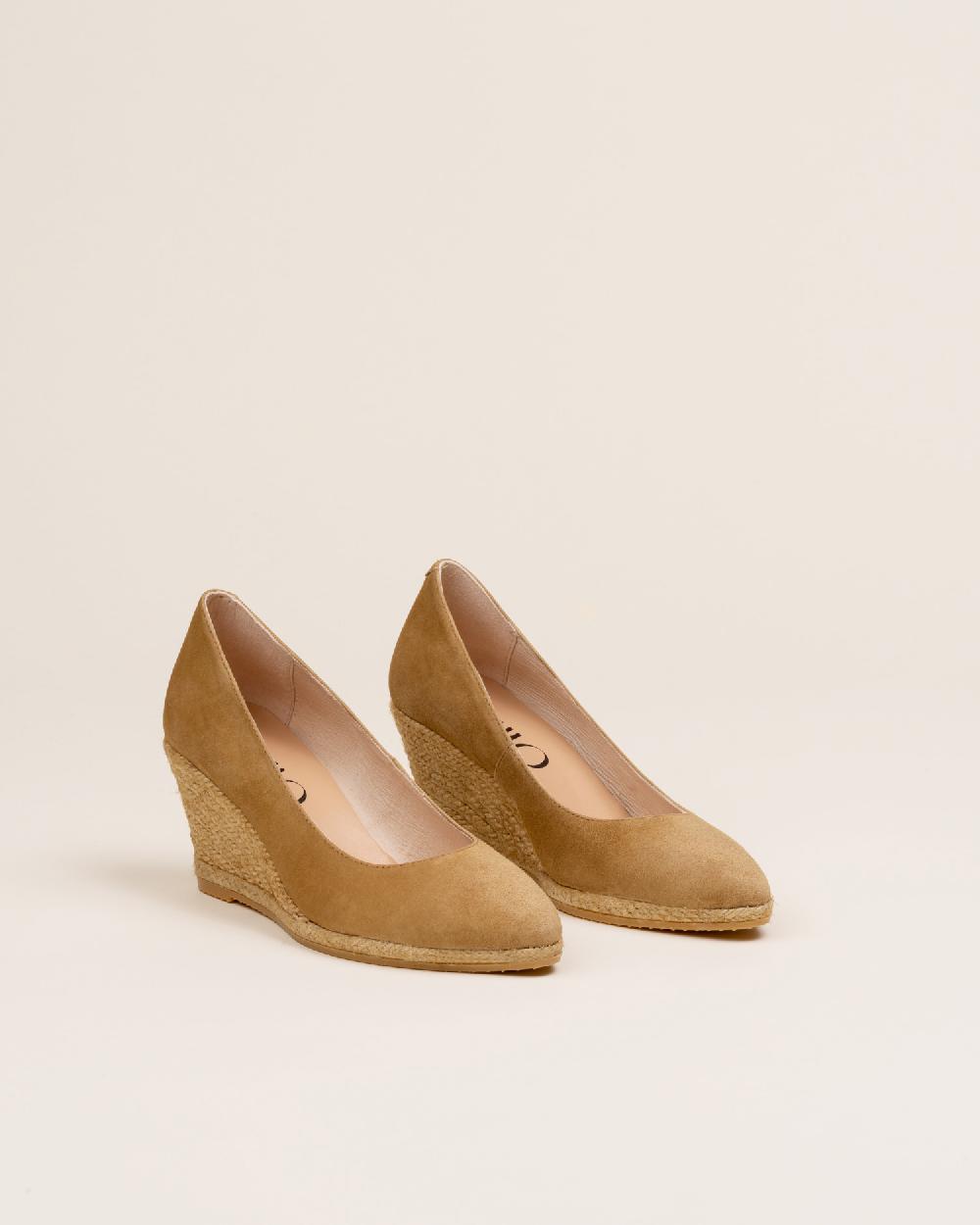 Gaimo espadrilles Teva CamelSalones de cuña de yute en piel con escote redondo Rebajas
