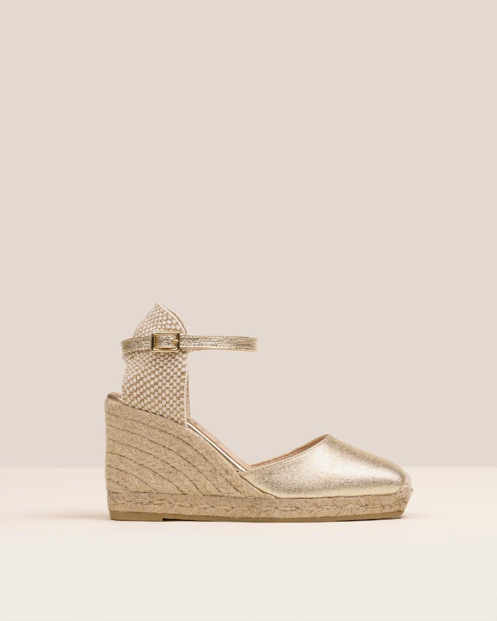 Gaimo espadrilles Yosie7 CarraraAlpargatas de cuña en piel grabada con punta cuadrada