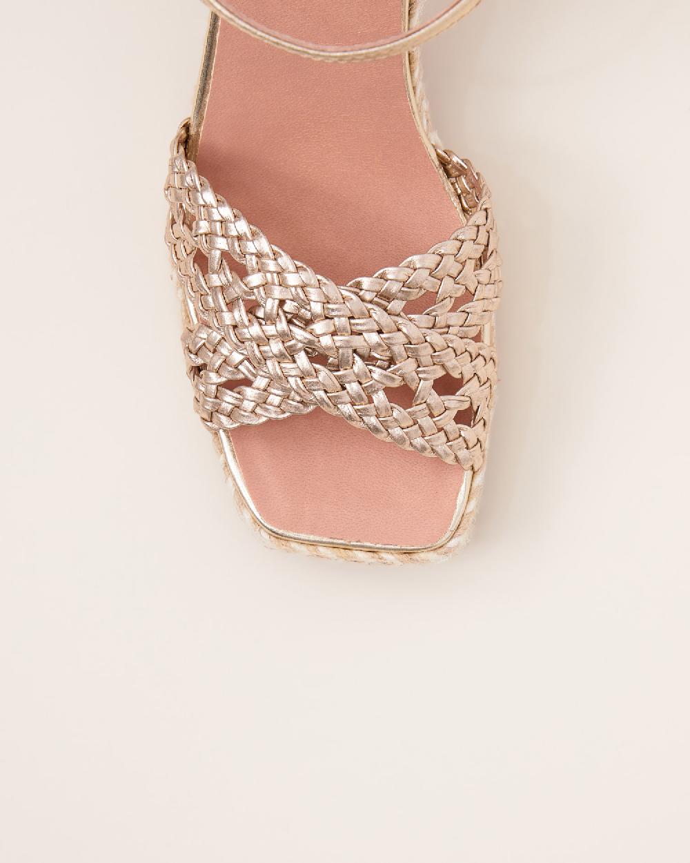 Gaimo espadrilles Pernis PlatinoSandalias con tacón de yute en piel trenzada Rebajas baratas