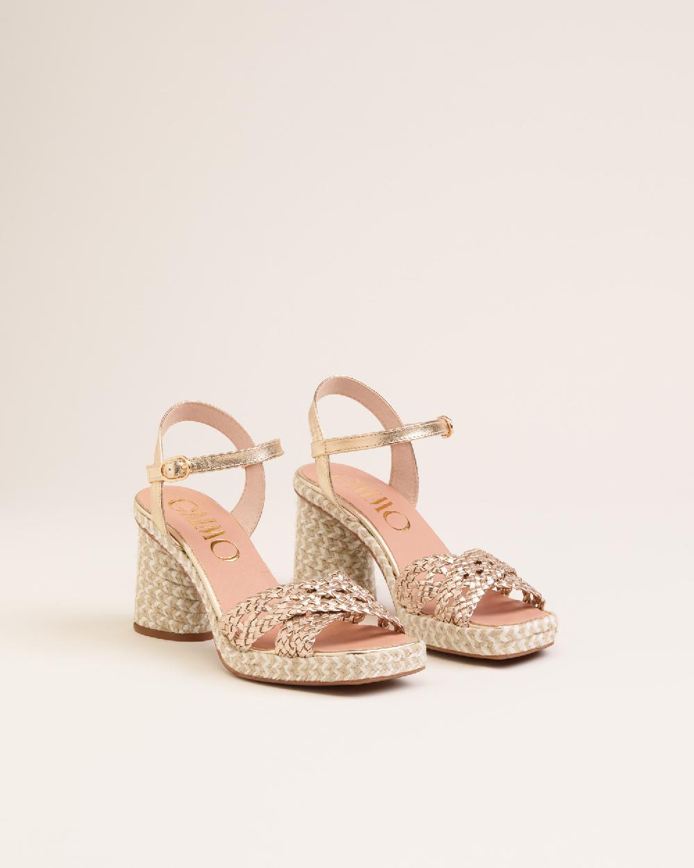 Gaimo espadrilles Pernis PlatinoSandalias con tacón de yute en piel trenzada Rebajas baratas