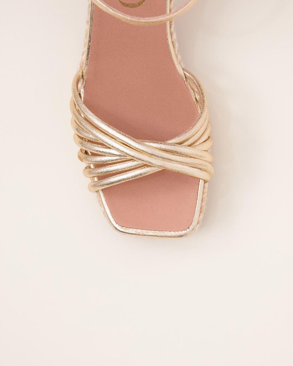 Gaimo espadrilles Fusca OroSandalias con tacón de yute en piel con detalle multitiras Ventas relámpago