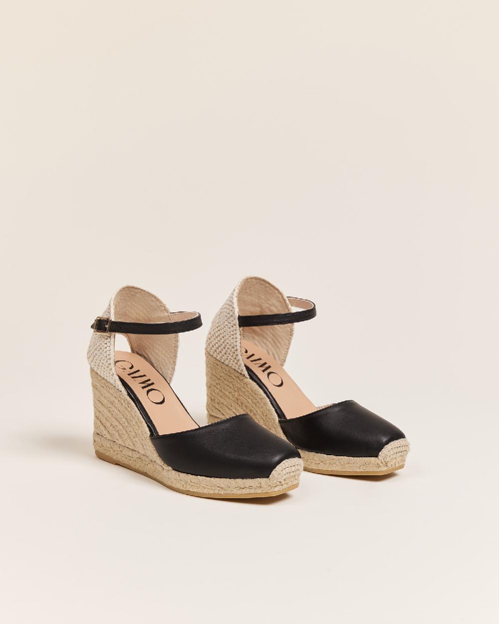 Gaimo espadrilles Yosie7 NegroAlpargatas de cuña en piel con punta cuadrada COMPRAR AHORA
