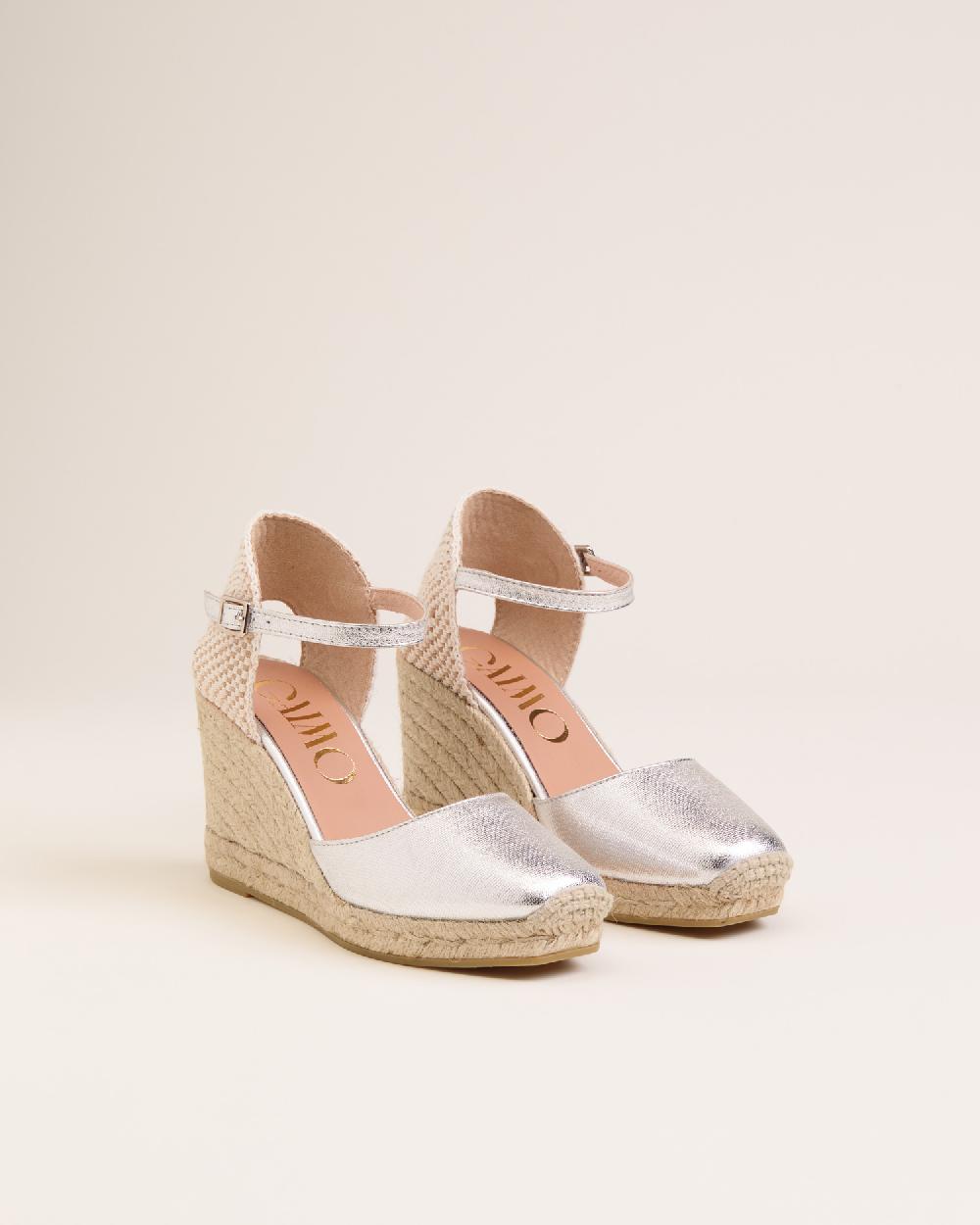 Gaimo espadrilles Yosie7 SilverAlpargatas de cuña en piel grabada con punta cuadrada ÚLTIMAS EDICIONES