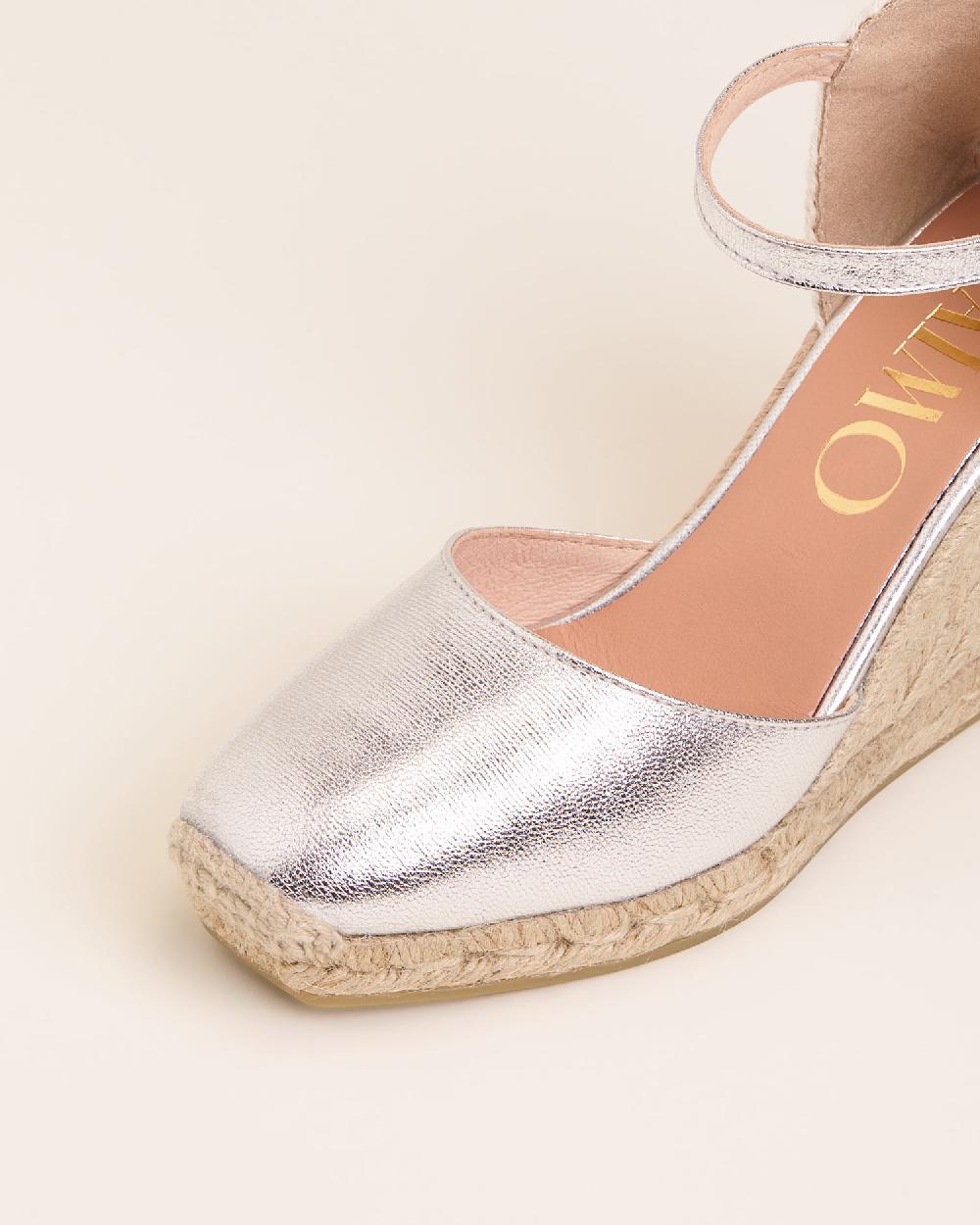 Gaimo espadrilles Yosie7 SilverAlpargatas de cuña en piel grabada con punta cuadrada ÚLTIMAS EDICIONES