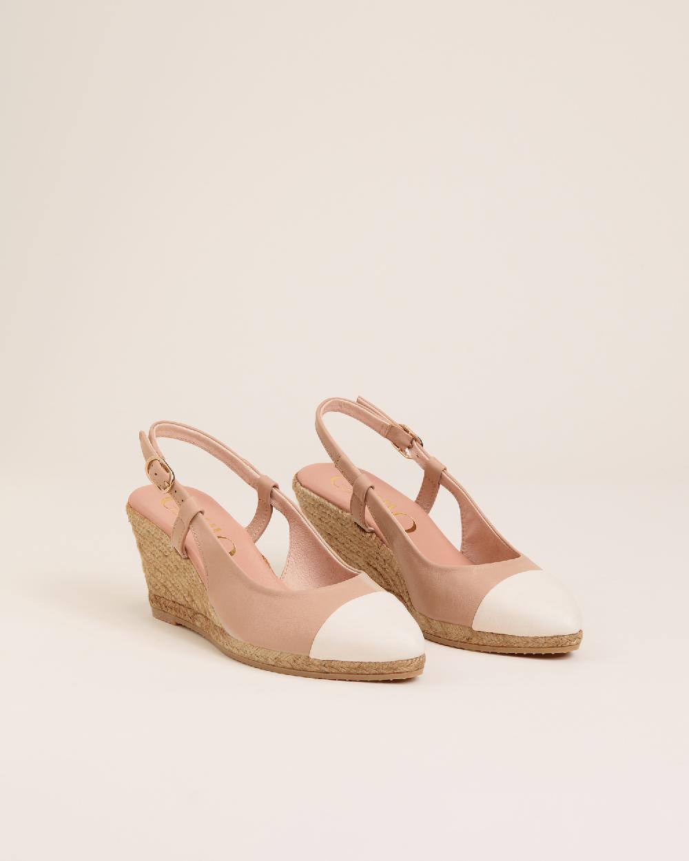 Gaimo espadrilles Velia MarfilAlpargatas de cuña en piel bicolor destalonadas Liquidación