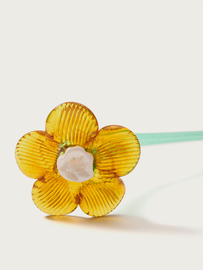 Hoff Deco Mouthblown Crystal Flower Mustard by HOFF Grandes descuentos