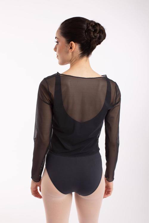 intermezzo Top negro danza ballet de manga larga transparente Intermezzo Libre de impuestos