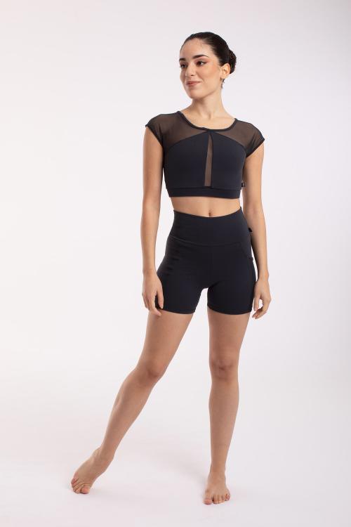 intermezzo Shorts de tiro alto con bolsillo y banda lateral de red tejido elástico Supplex® Gran oferta
