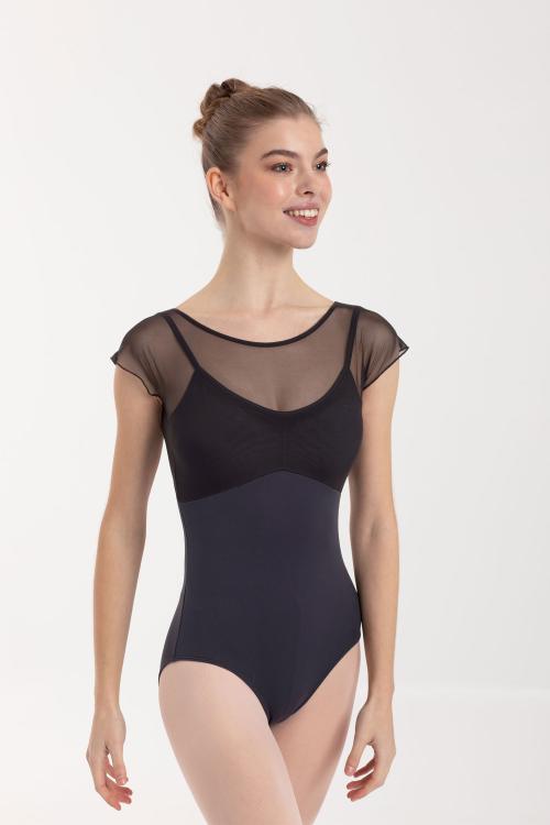 intermezzo Maillot ballet manga corta con malla transparente Intermezzo