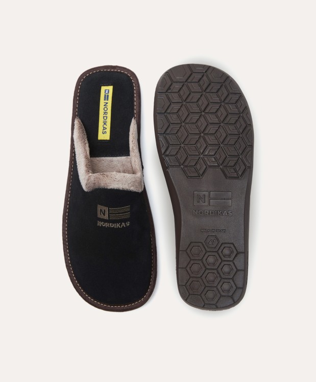 nordikas ZAPATILLAS DE CASA HOMBRE AFELPADO NEGRO 2025