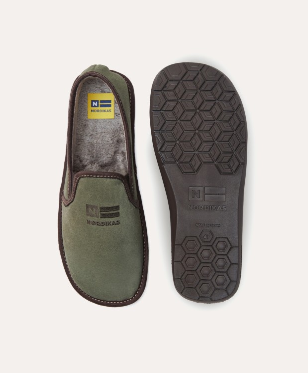 nordikas ZAPATILLAS DE CASA HOMBRE AFELPADO MUSGO Rebajas de fábrica