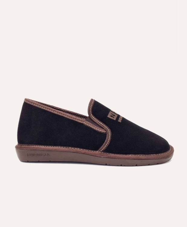 nordikas ZAPATILLAS DE CASA HOMBRE AFELPADO NEGRO Ventas relámpago
