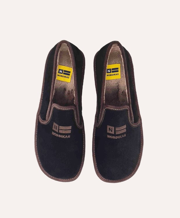 nordikas ZAPATILLAS DE CASA HOMBRE AFELPADO NEGRO Ventas relámpago