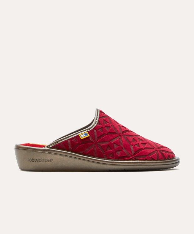 nordikas ZAPATILLAS DE CASA MUJER TERCIOPELO ROJO Rebajas de fábrica