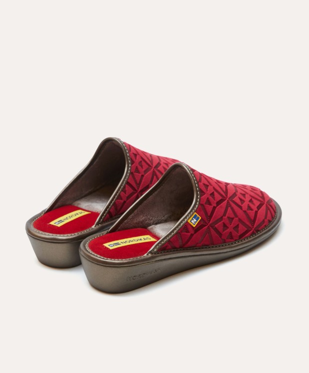 nordikas ZAPATILLAS DE CASA MUJER TERCIOPELO ROJO Rebajas de fábrica