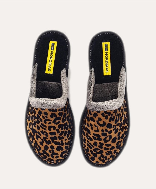 nordikas ZAPATILLAS DE CASA MUJER LEOPARDO CUERO En oferta