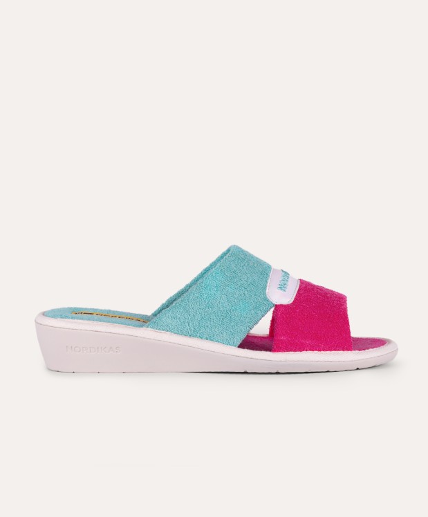 nordikas ZAPATILLAS DE CASA MUJER TOALLA FUXIA VERDE Ofertas
