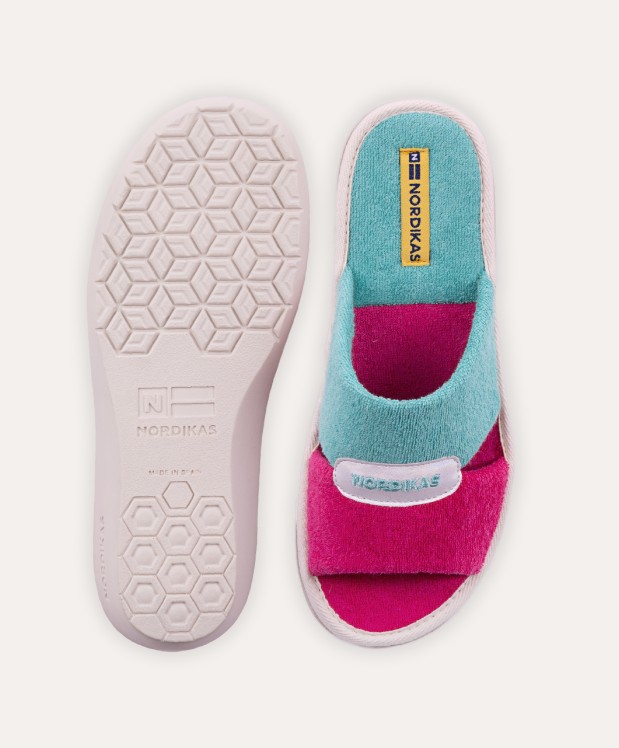 nordikas ZAPATILLAS DE CASA MUJER TOALLA FUXIA VERDE Ofertas