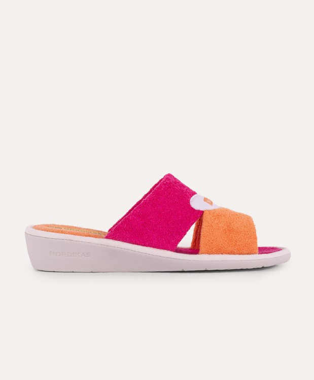 nordikas ZAPATILLAS DE CASA MUJER TOALLA NARANJA FUXIA Gran oferta