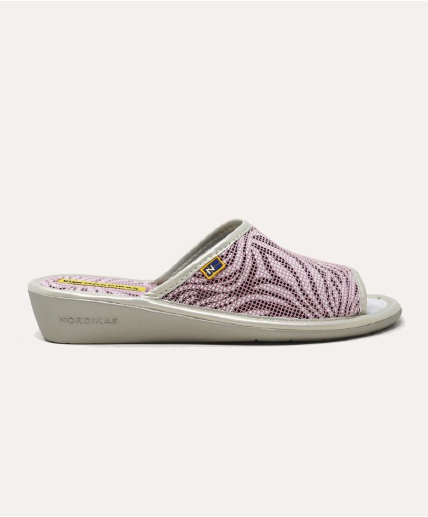 nordikas ZAPATILLAS DE CASA MUJER PIEL CEBRA ROSA Ventas relámpago