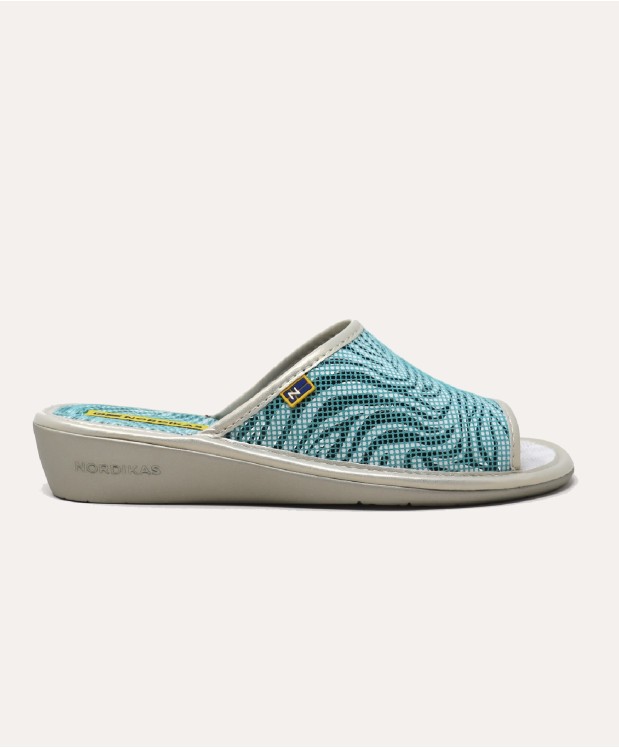 nordikas ZAPATILLAS DE CASA MUJER PIEL CEBRA TURQUESA Descuento