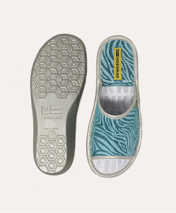 nordikas ZAPATILLAS DE CASA MUJER PIEL CEBRA TURQUESA Descuento