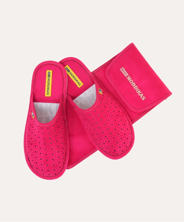 nordikas ZAPATILLAS DE VIAJE MUJER CORAZONES FRAMBUESA Descuentos del mes