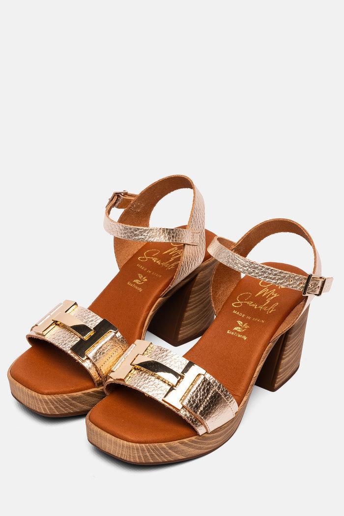 oh my sandals Sandalia Mujer Piel Rosalía Champán Solo queda un día