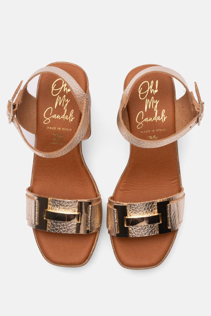 oh my sandals Sandalia Mujer Piel Rosalía Champán Solo queda un día