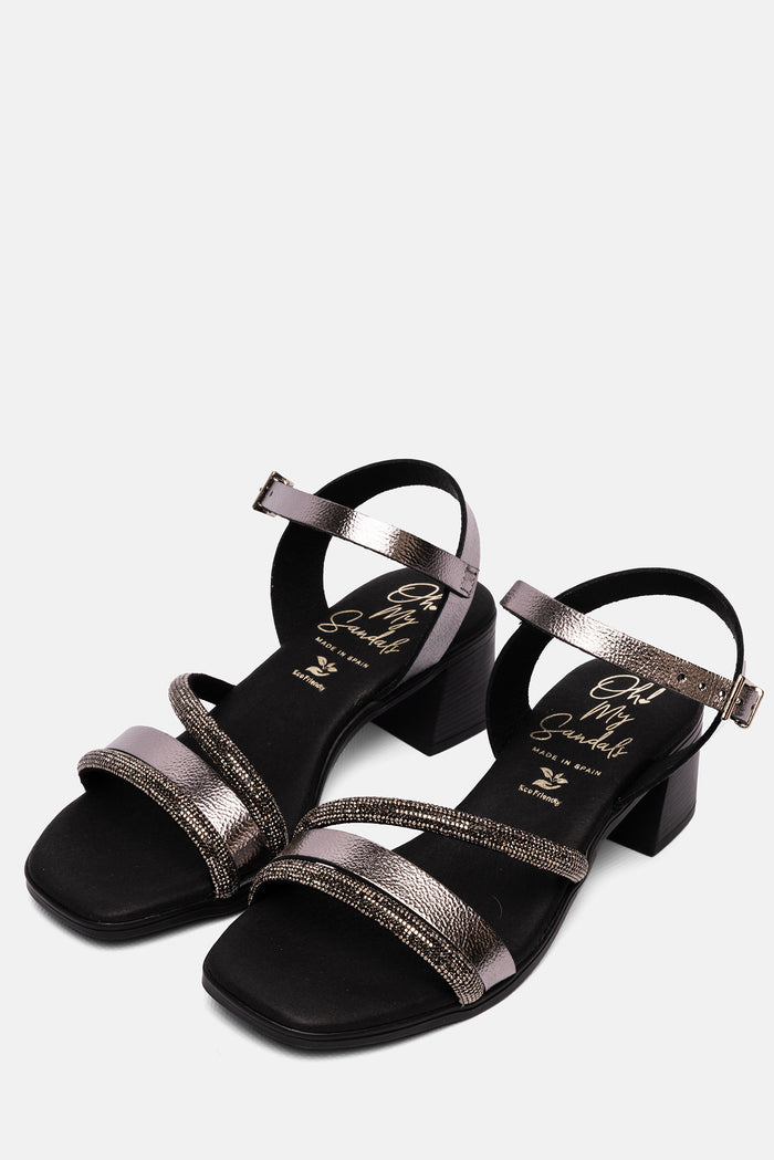oh my sandals Sandalia Mujer Piel Olivia Acero Tienda de fábrica