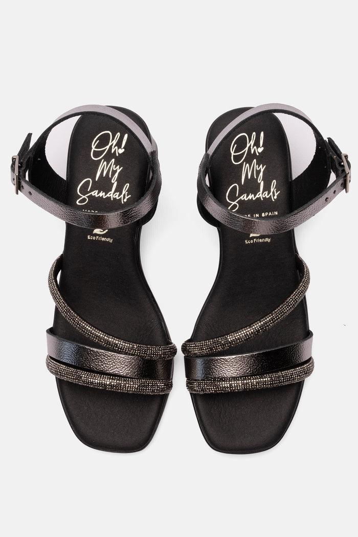 oh my sandals Sandalia Mujer Piel Olivia Acero Tienda de fábrica