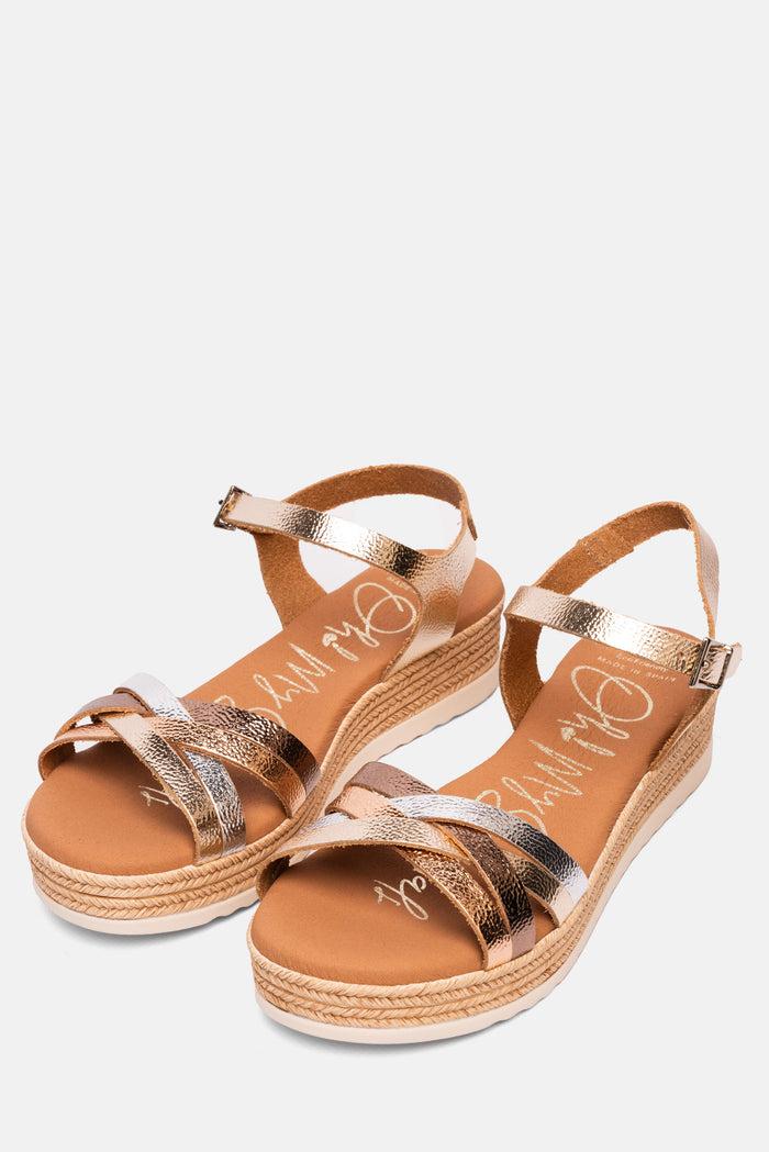 oh my sandals Sandalia Mujer Piel Zara Champán Ofertas especiales
