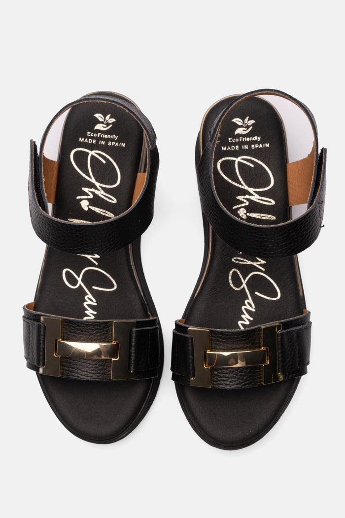oh my sandals Sandalia Mujer Piel Vega Negro Precio ultrabajo
