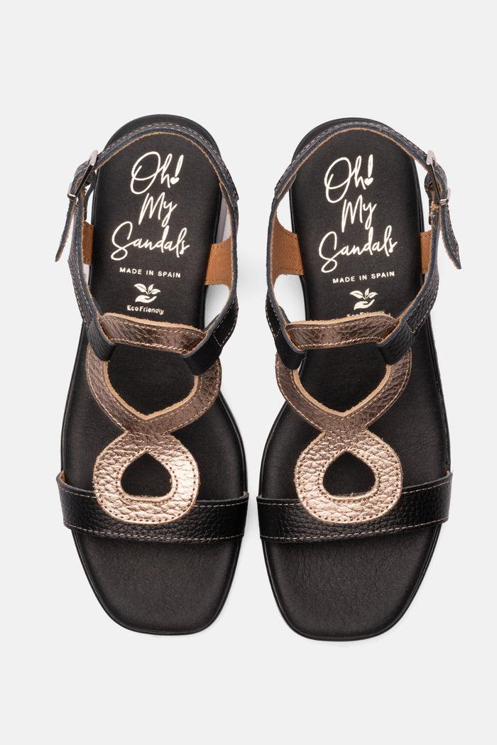 oh my sandals Sandalia Mujer Piel Leila Negro Liquidación
