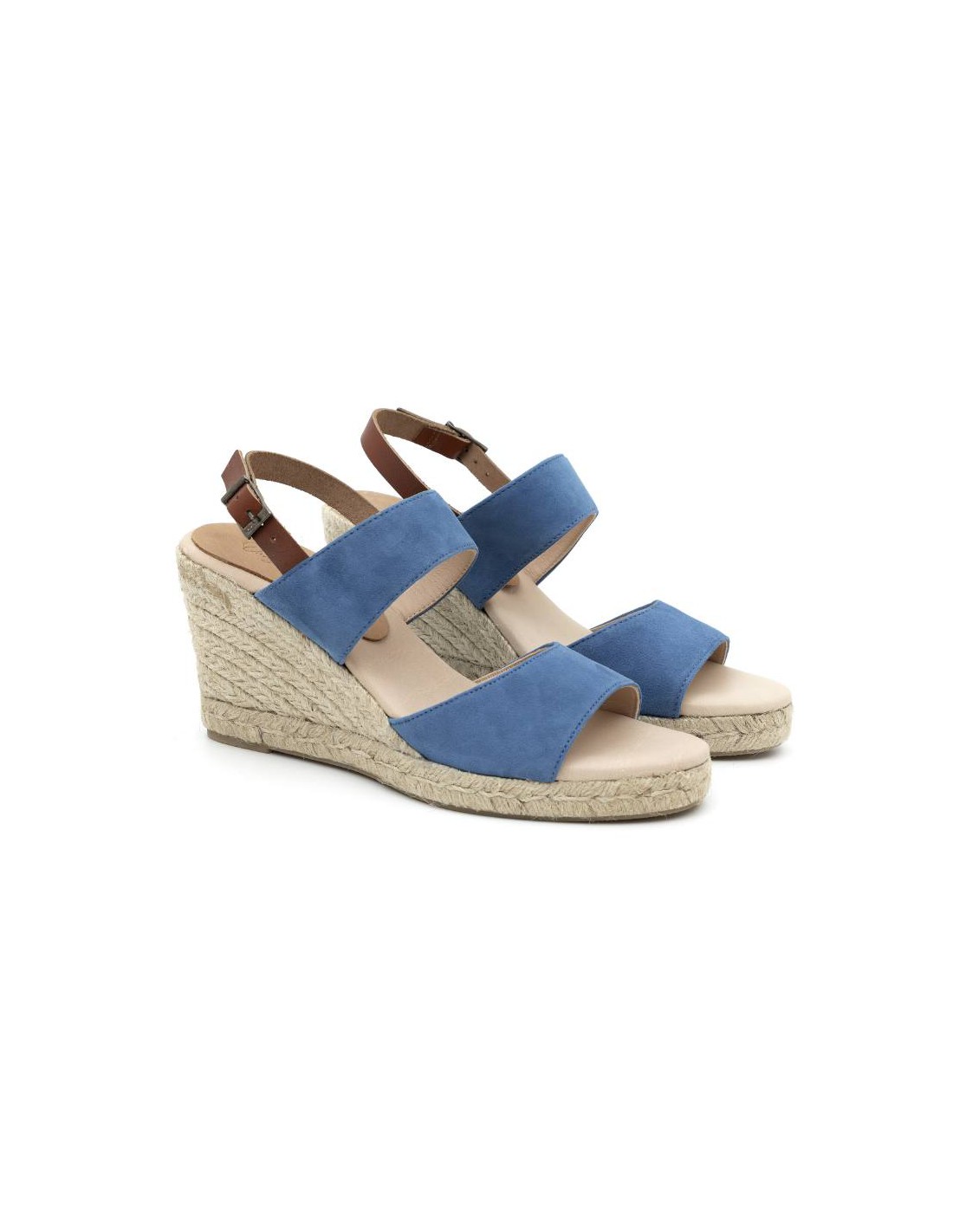 ortiz & reed Alpargatas de mujer de ante y piel liso color azul W-AHINOA-BLUE