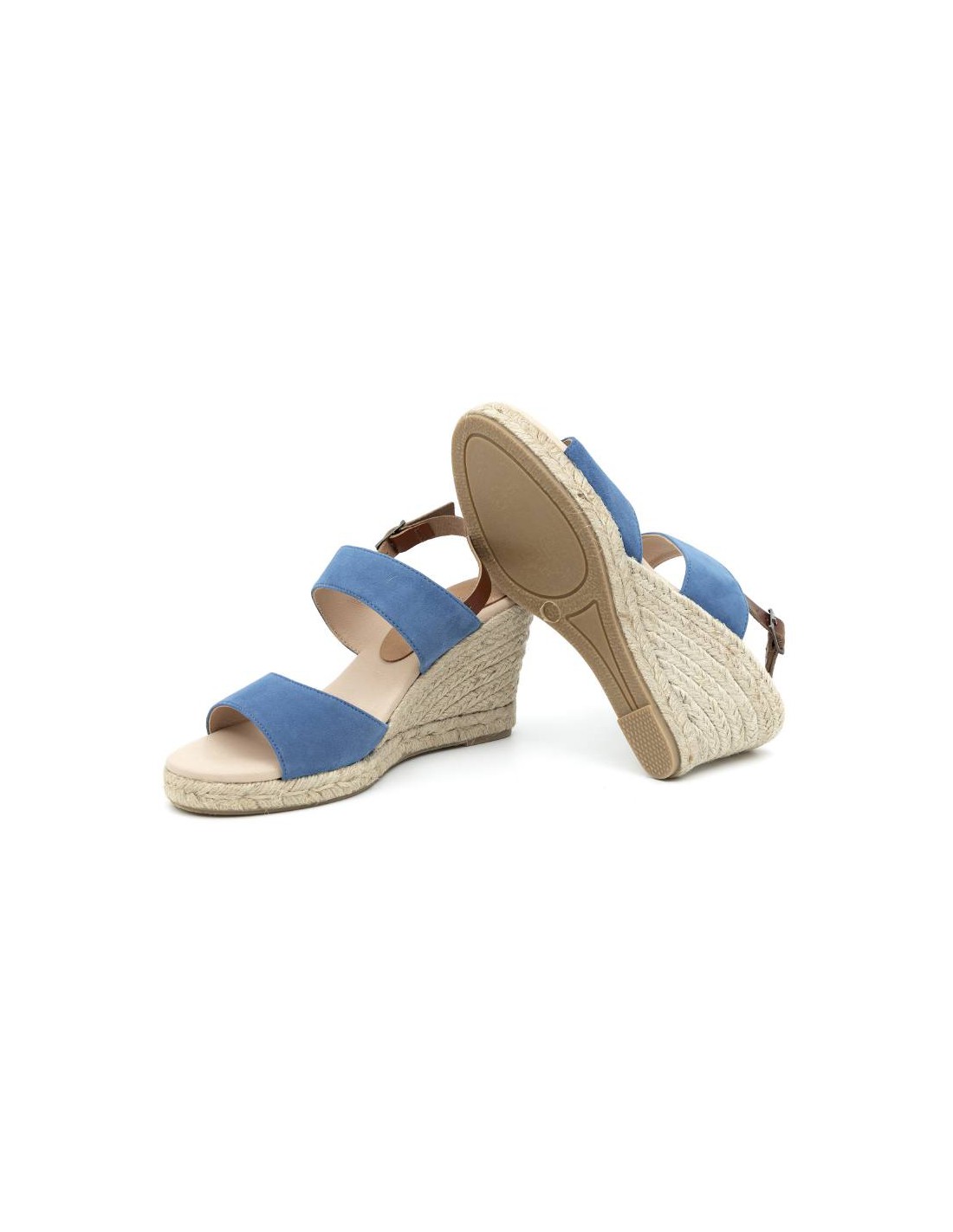 ortiz & reed Alpargatas de mujer de ante y piel liso color azul W-AHINOA-BLUE Rebajas de fin de temporada