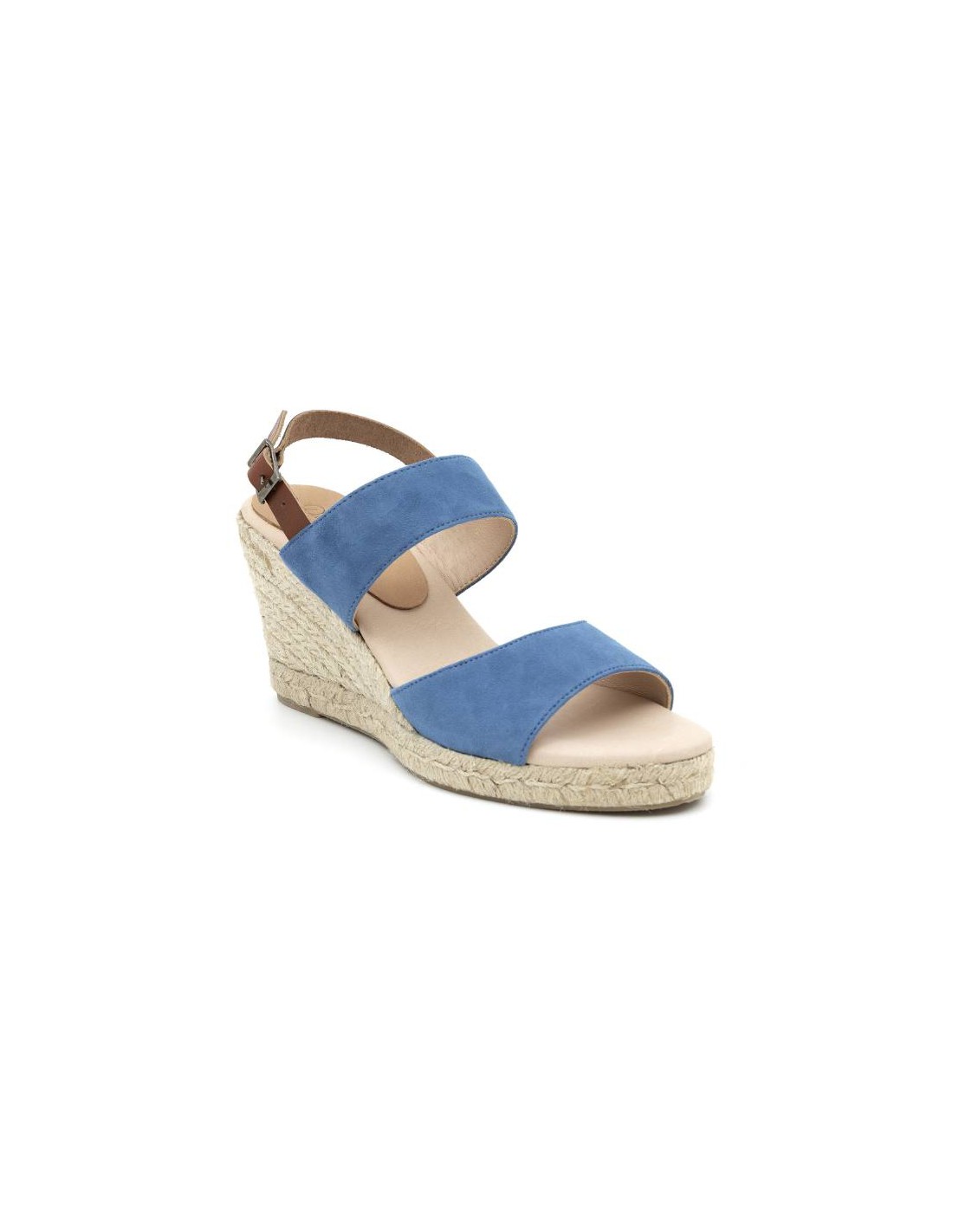 ortiz & reed Alpargatas de mujer de ante y piel liso color azul W-AHINOA-BLUE Rebajas de fin de temporada
