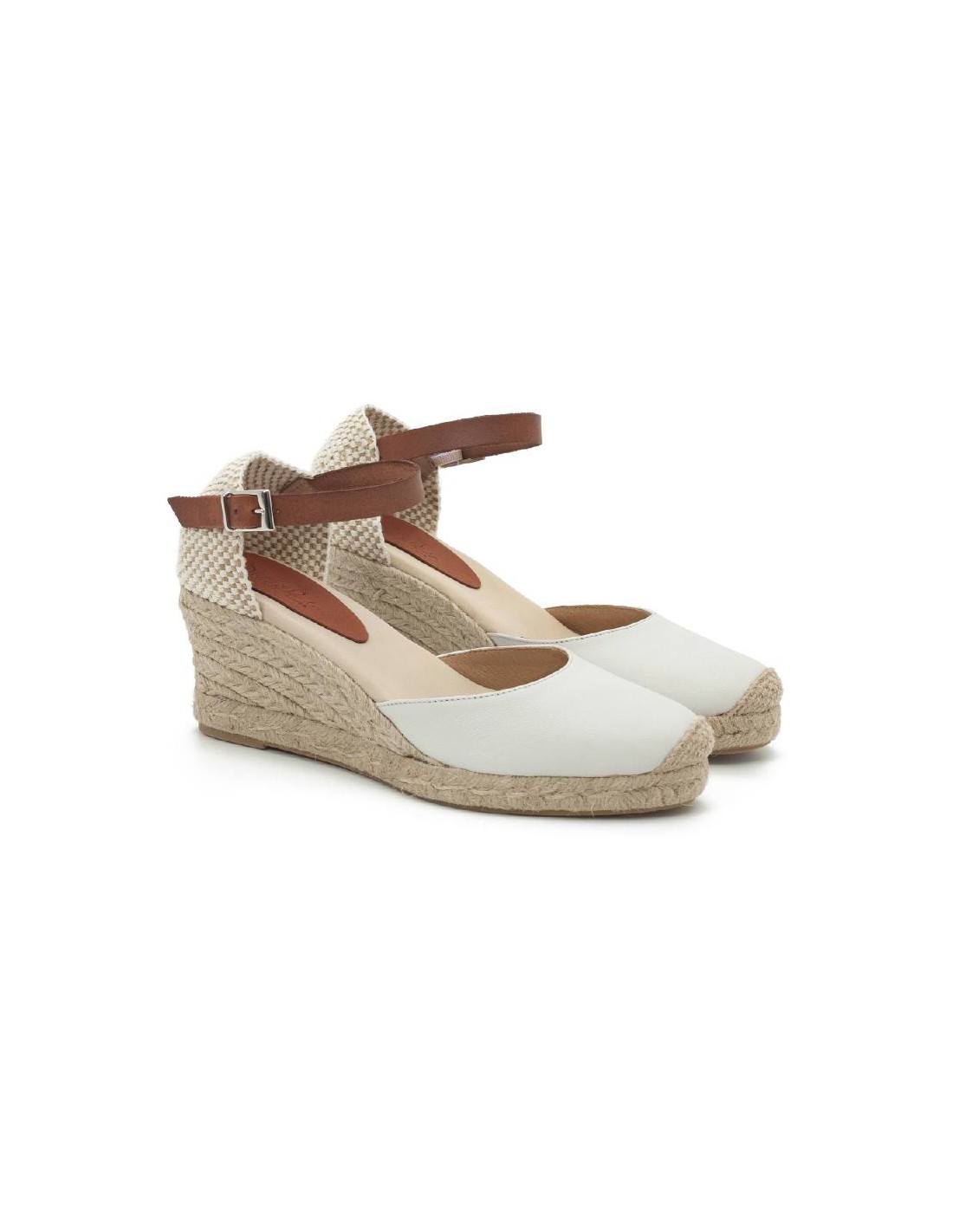 ortiz & reed Alpargatas de mujer de ante y piel liso color blanco W-NATANA-BLANCO