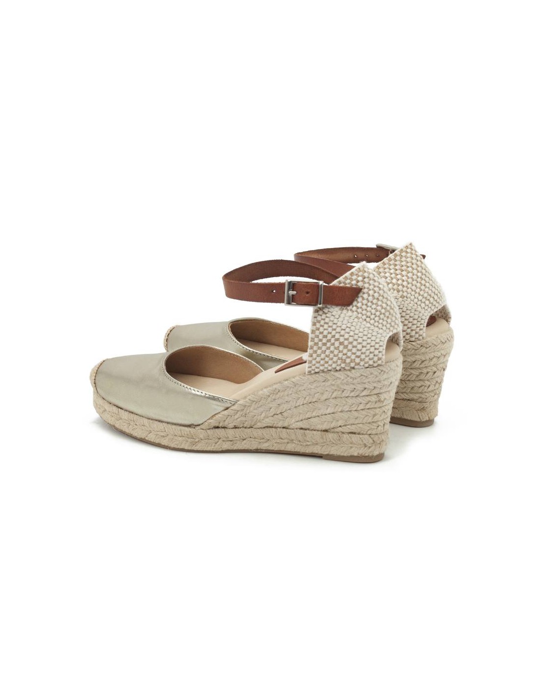 ortiz & reed Alpargatas de mujer de ante y piel liso color blanco W-NATANA-CHAMPAGNE Devoluciones gratuitas