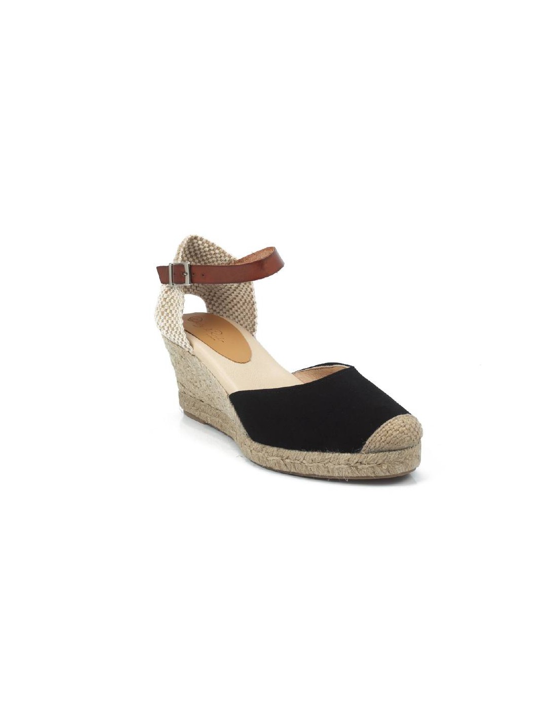 ortiz & reed Alpargatas de mujer de ante y piel liso color negro W-AITANA-NEGRO Outlet