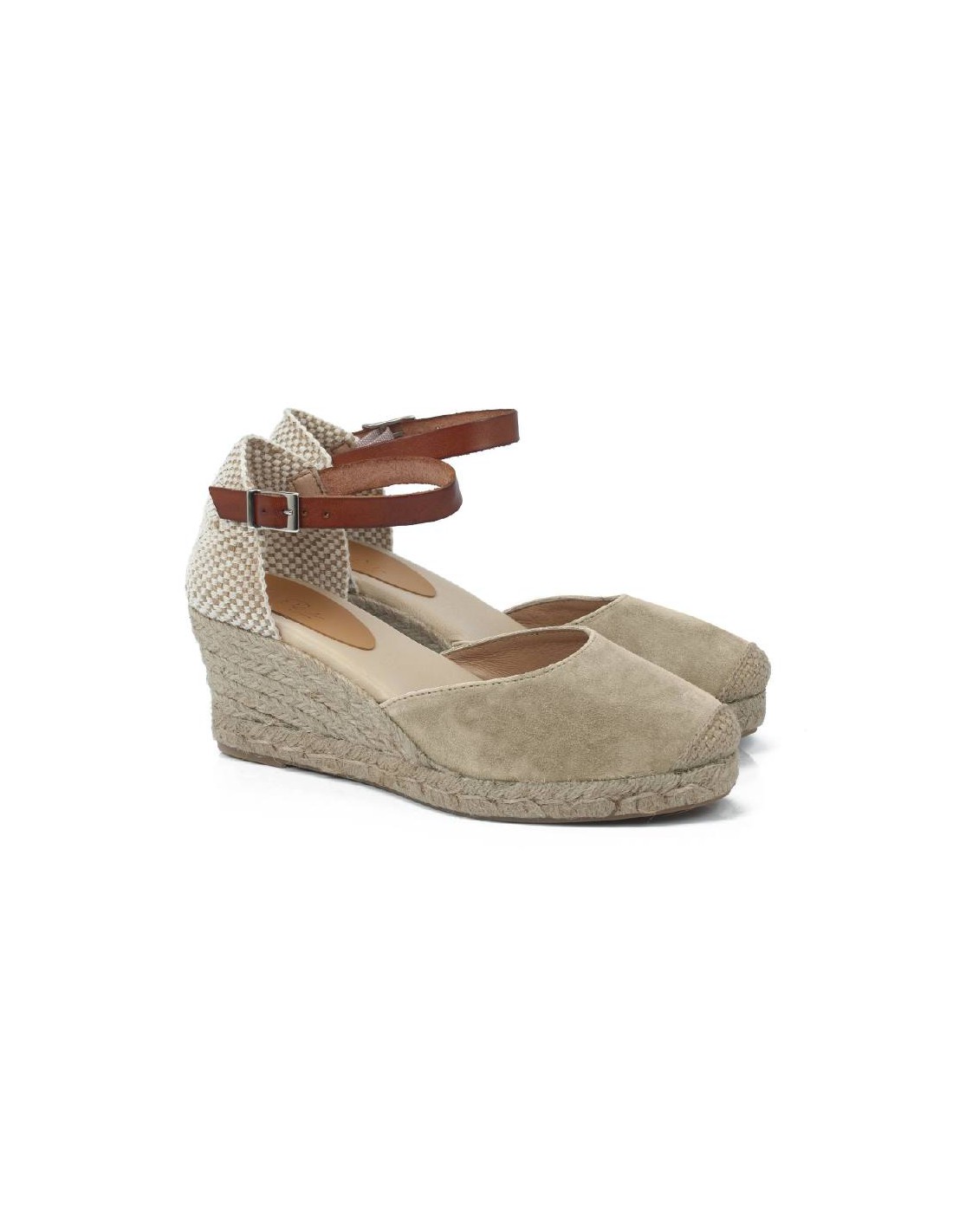 ortiz & reed Alpargatas de mujer de piel afelpado color beige W-AFELA-BEIGE