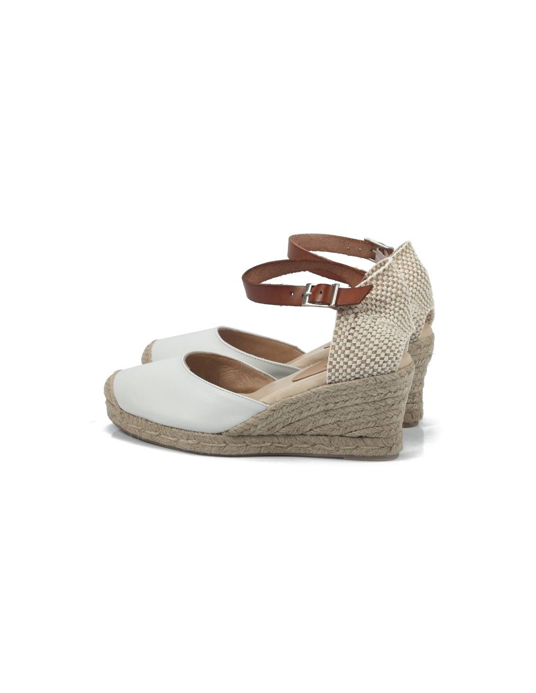 ortiz & reed Alpargatas de mujer de piel liso color blanco W-AITANA-HIELO Rebajas