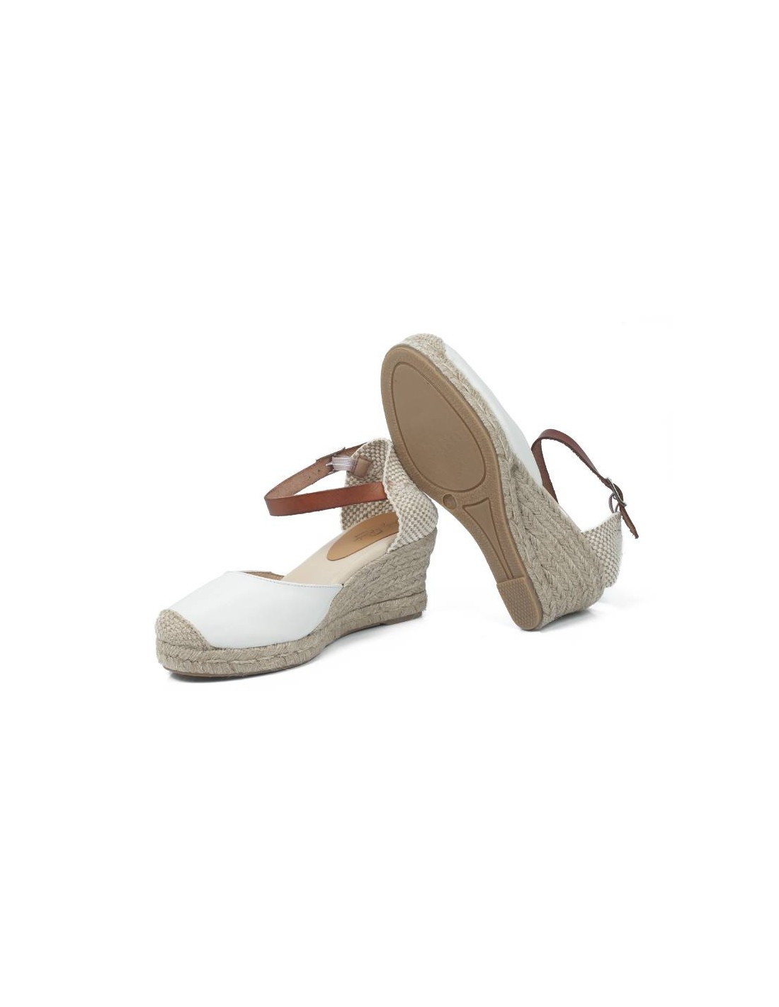 ortiz & reed Alpargatas de mujer de piel liso color blanco W-AITANA-HIELO Rebajas