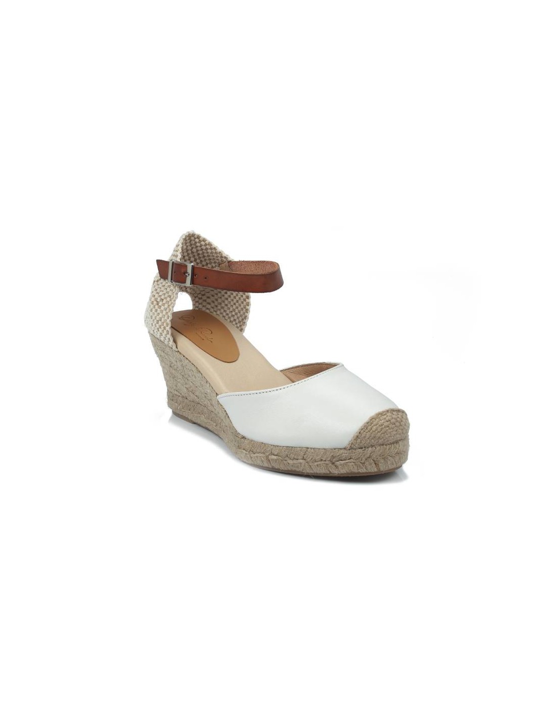 ortiz & reed Alpargatas de mujer de piel liso color blanco W-AITANA-HIELO Rebajas