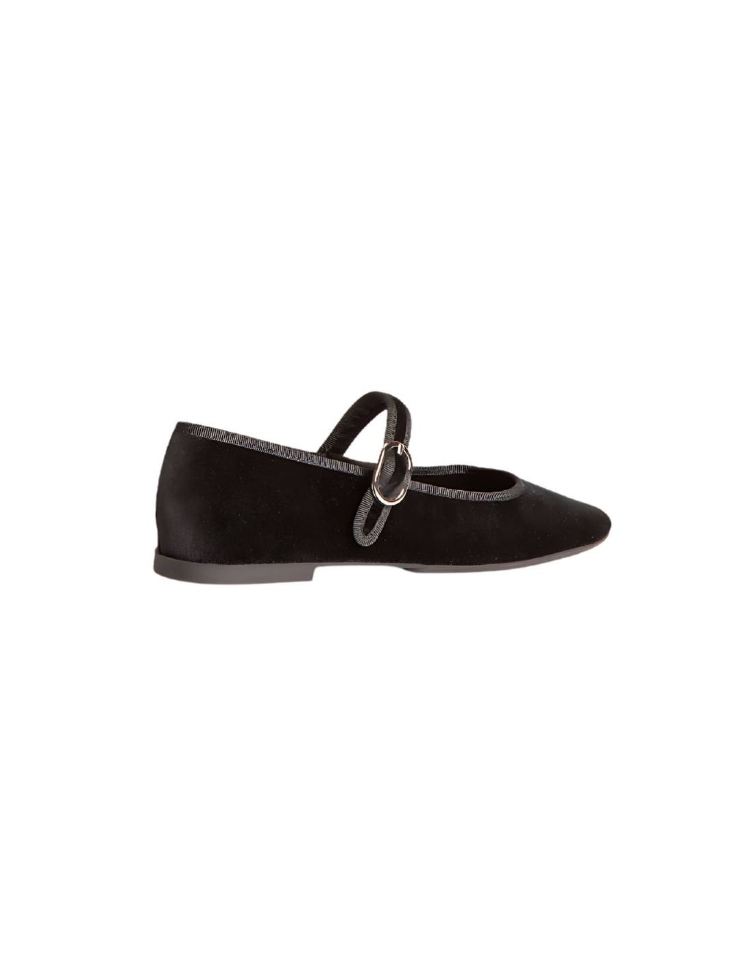 ortiz & reed Bailarina de terciopelo con borde ribeteado color negro W-CATIMOR-BLACK Ofertas