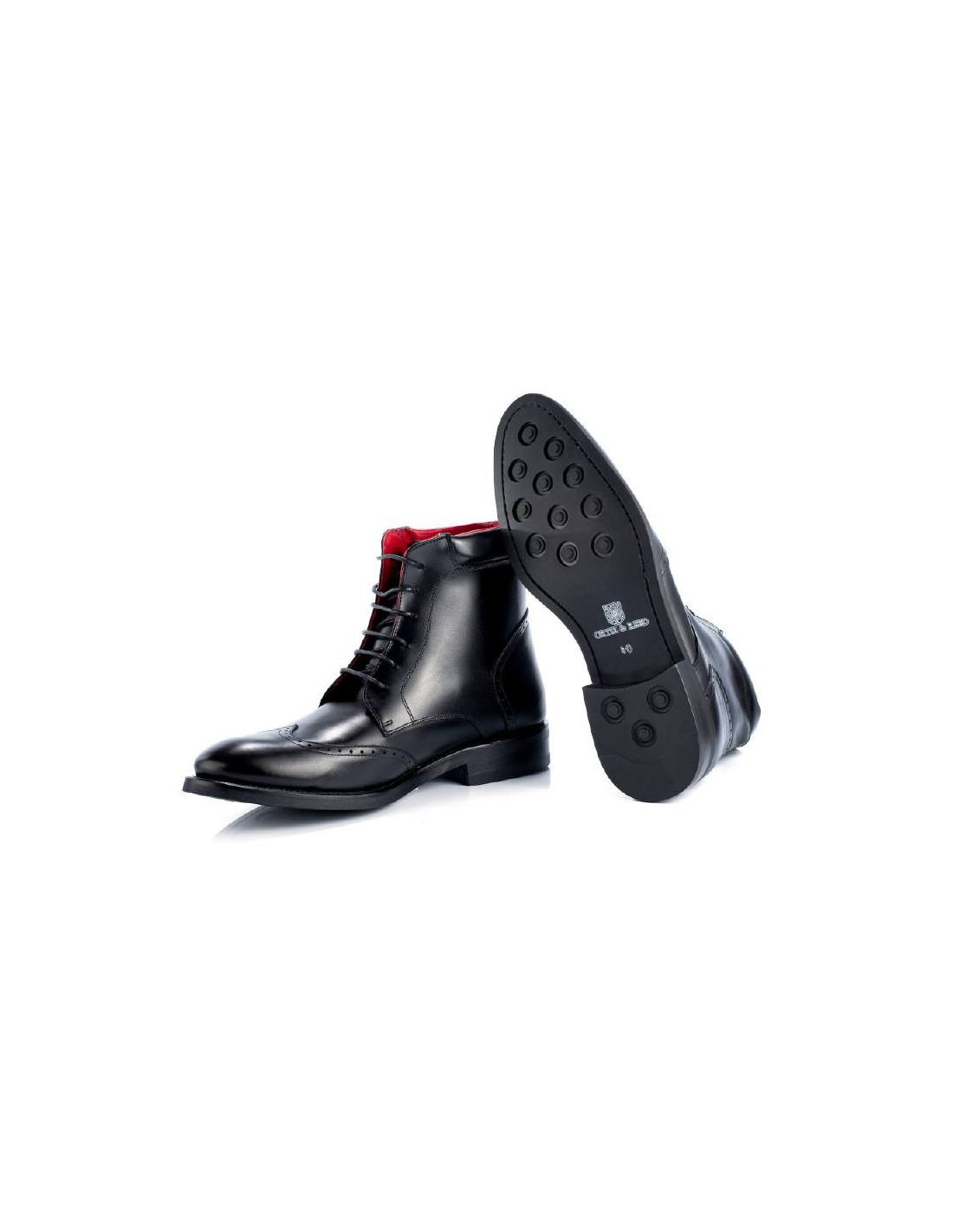 ortiz & reed Botín de piel acabado a mano color negro PRABOOT-NEGRO Oferta exclusiva