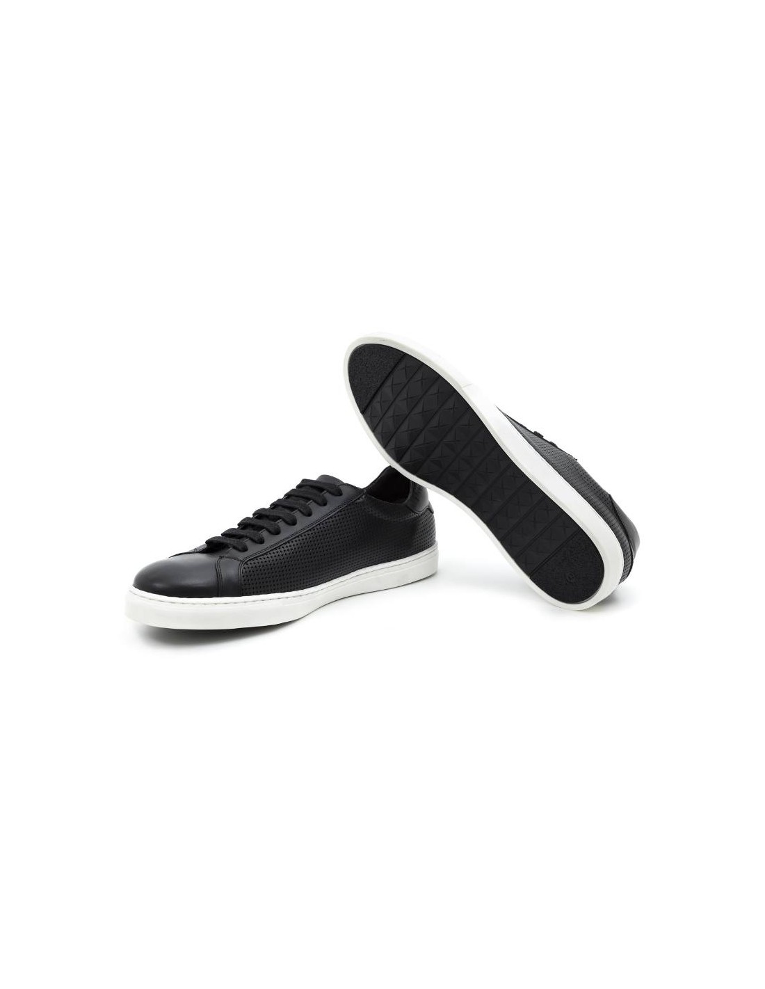 ortiz & reed Sneakers de piel picado color negro LUMAGOR-NEGRO Outlet